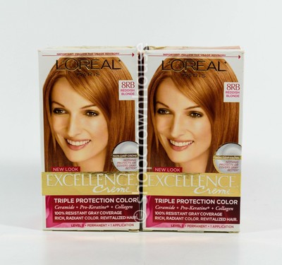 2 Loreal EXCELLENCE CREME Hair Color #8RB REDDISH BLONDE ...