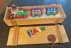 Kurt Adler Polonaise Hand Blown Glass Train Ornaments~Set Of 3~Wooden Box Poland