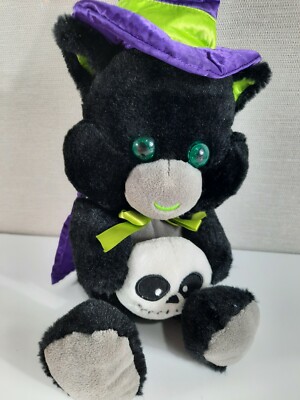 Sound N Light Halloween Black Cat White Skull Lights Sings Black Magic Woman 16''
