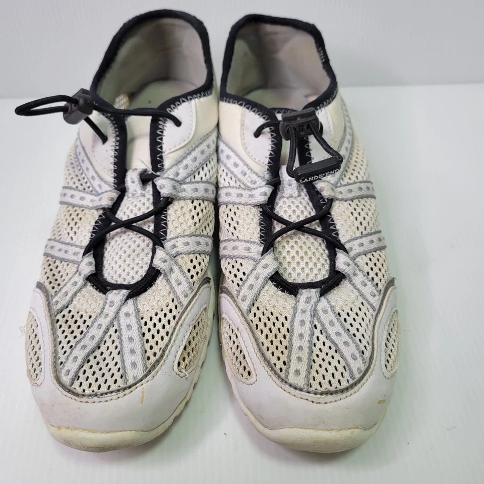 Lands End Mesh Water Shoes Womens Size 8.5 B White with Bungie Laces - Image 3 of 4