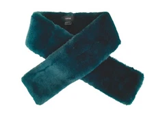 NWOT SURELL Fluffy Emerald Faux Fur Wrap Pull-Through Neck Warmer Scarf Hat