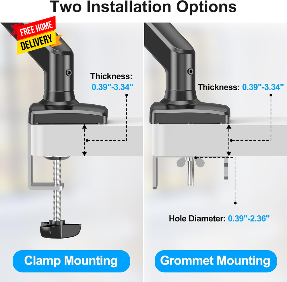 Laptop Stand Desk Mount with Gas Spring and Dual Monitor Function