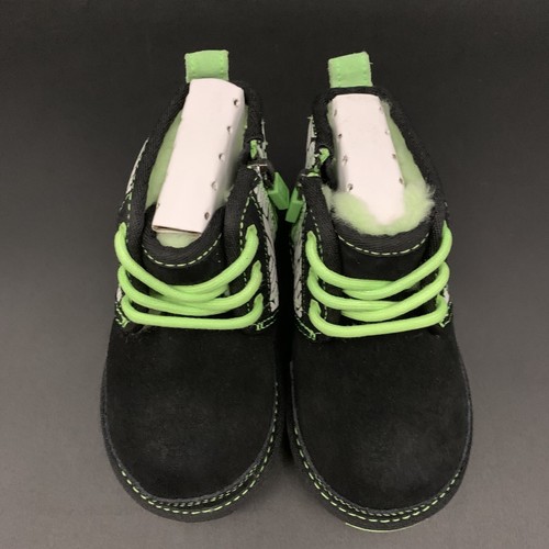 UGG TODDLER NEUMEL II CHUKKA BOOT SIZE 7T GLOW GRAPHIC BLACK / GREEN SUEDE WOOL - Picture 6 of 21