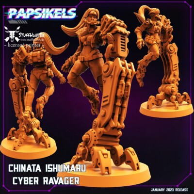 Chinata Ishumaru Cyber Ravager - Papsikels - Cyberpunk Tabletop Wargaming Sci-Fi