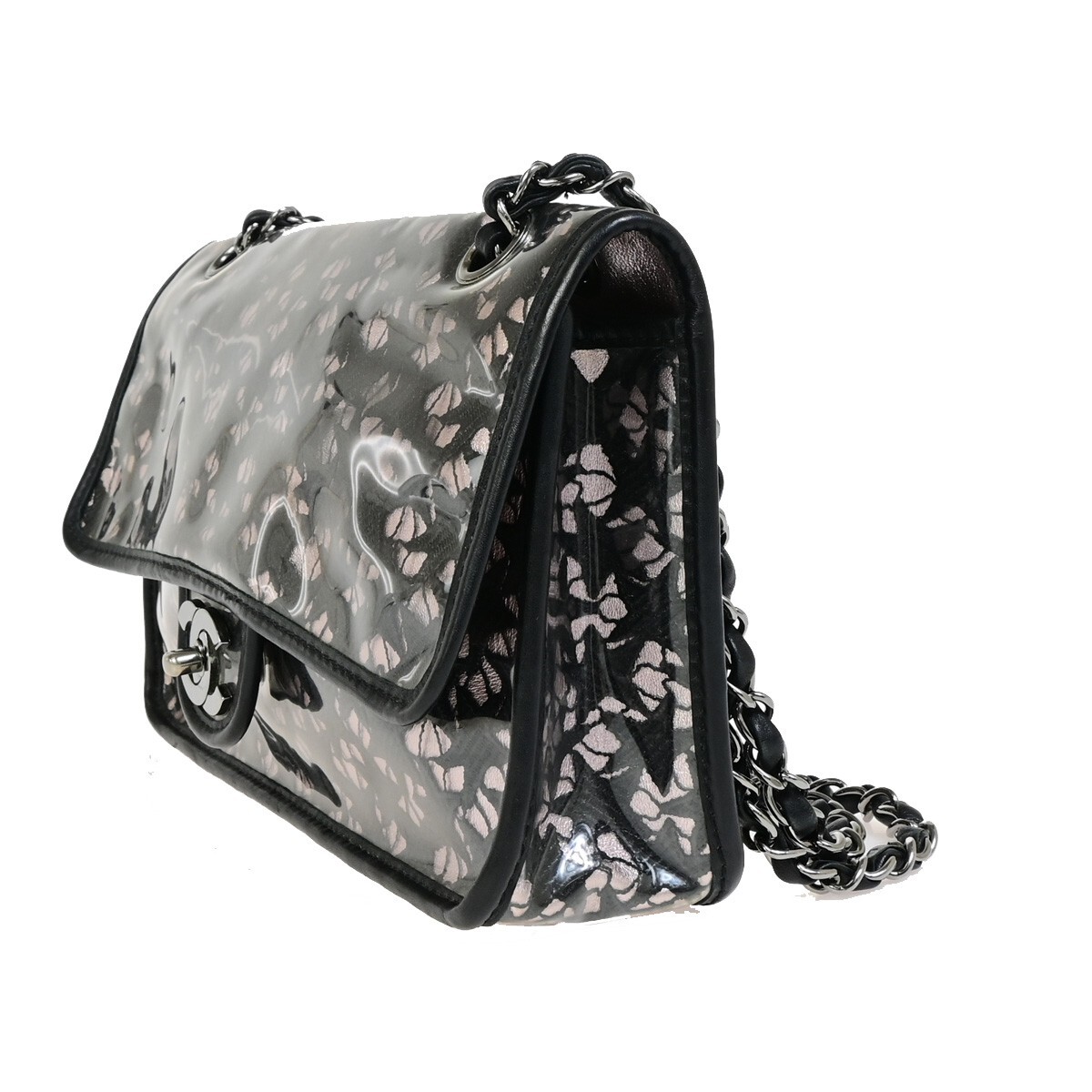 CHANEL CC Black Lace Star Chain Shoulder Bag Vinyl Leather CHANEL CC Black Lace Star Chain Shoulder Bag Vinyl Leather