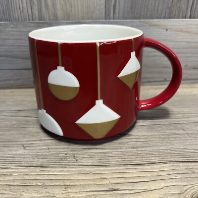 Starbucks Mug 2012 Holiday Bone China 14 Oz Red, Gold White | eBay