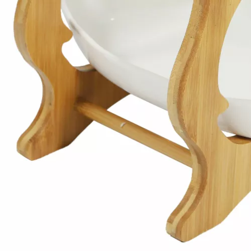 Obst Etagere 3 stöckig Obstkorb Obstschale Küche Keramik Schüssel Bambusständer - Bild 7 von 12