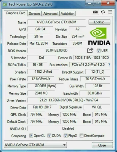 compatible ALIENWARE 17 18 7MPRN J0M0K VGA VIDEO CARD NVIDIA GTX860M GDDR5 - Picture 2 of 3