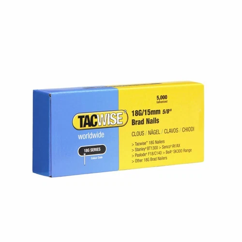 5000 Tacwise 0394 18 Gauge 15mm Brad Nails Galvanised for Nail Guns 18G