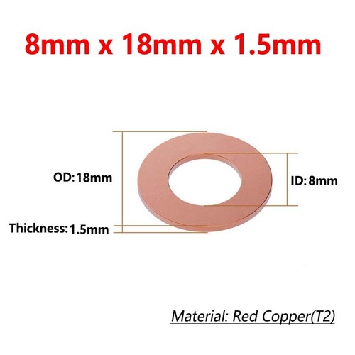 Metric Copper Sealing Washers Flat Gasket Rings ID 3-60mm OD 5-68mm Thick 1-2mm - Picture 70 of 249