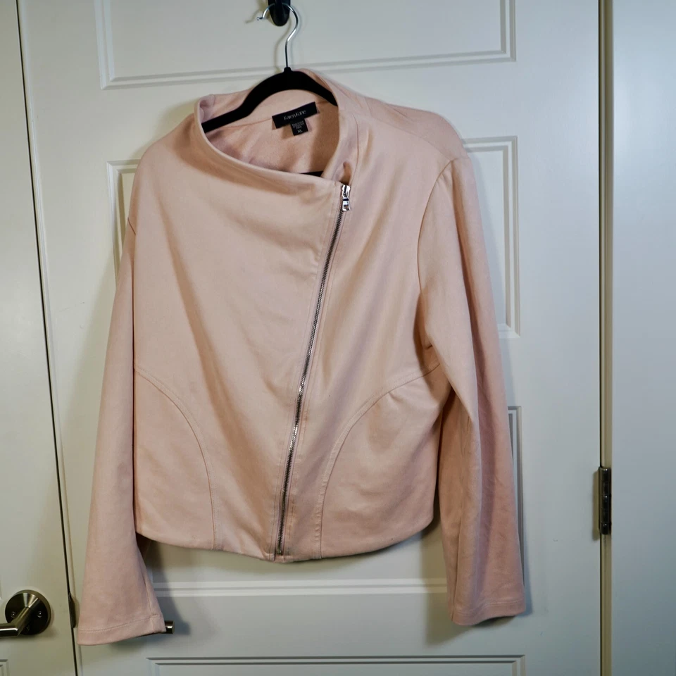 Chaqueta de Moto Karen Kane Suave Drapeada Para Mujer XL Imitación Gamuza Rubor Rosa Foto 2 de 4