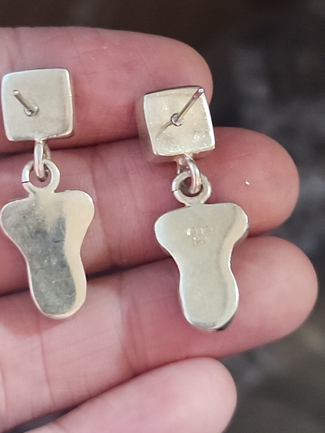 Enamel DANGLE EARRINGS REAL SOLID .925 STERLING S… - image 3