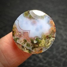 Scenic Moss Agate Round Cabochon 19x19x4mm. Birthday Gift, Gift Idea