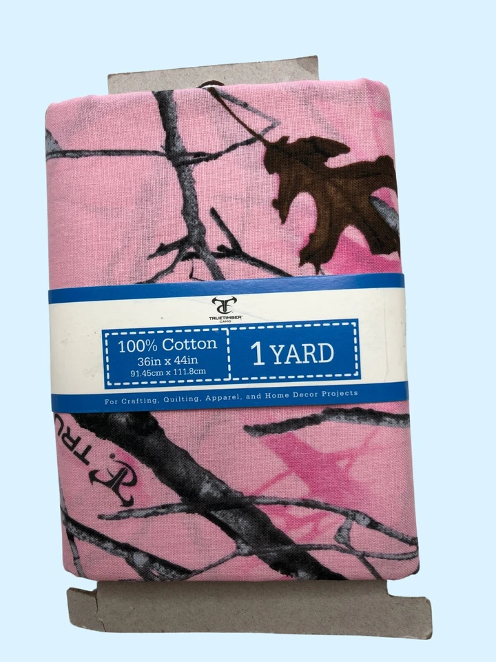 Tela rosa True Timber de 1 yarda de David Textiles de Wal-Mart ramas hojas NUEVO Foto 2 de 3