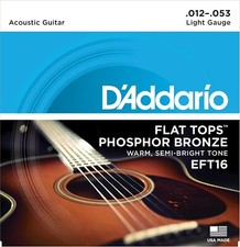 D'Addario EFT16 Flat Tops 12-53 Phosphor Bronze Light Acoustic Guitar Strings 