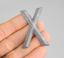 Vintage metal Letter X alphabet industrial initial craft marquee sign name badge