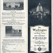 1932 Kiwanis Washington Tour Rock Island / Baltimore Ohio Railway Brochure IA 1L