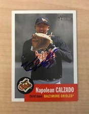NAPOLEAN CALZADO BALTIMORE ORIOLES SIGNED 2002 TOPPS HERITAGE CARD #347 W/COA 