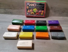 Fimo Polymer Clay 18 Assorted Colors Neon Regular w Charms Crafting Sculpting