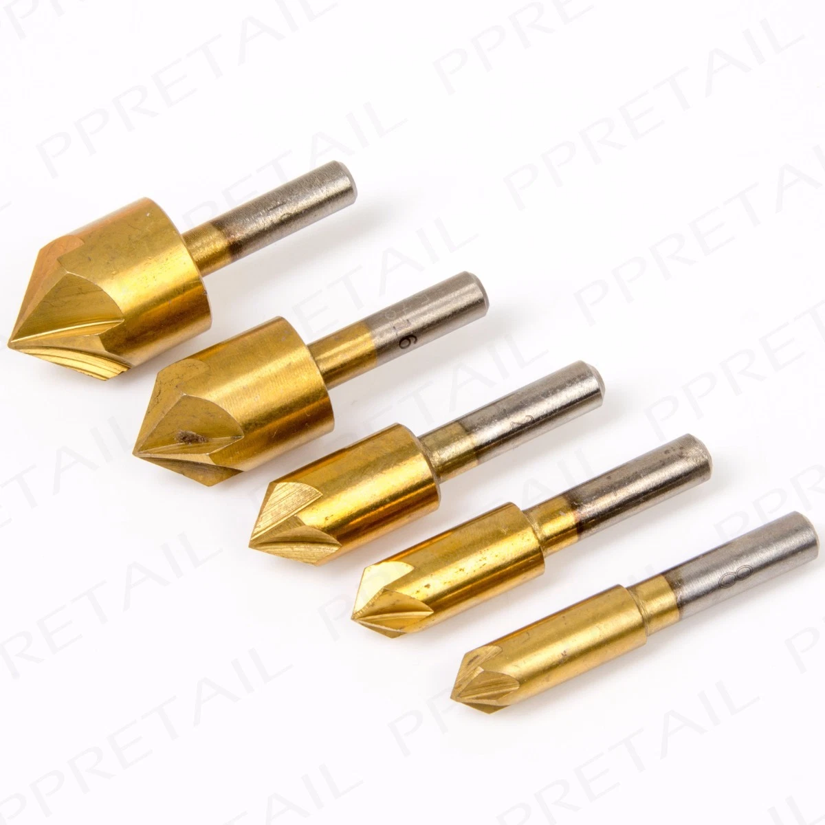 Countersink Drill Set 5Pc TITANIUM Bit 8mm 19mm Wood Plastic Small