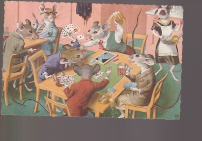 Humanized Rats Old Postcard Fantasy Humanized Rats Playing Poker Card Game at Bar | eBay