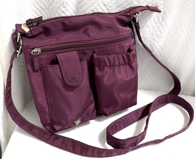 Purse King Conceal Carry Nylon Handbag Plumb Purple Shoulder Tote Preloved