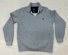Chaps Everyday Fleece 1/4 Zip Long Sleeve Pullover Men's Sweatshirt  Gray  M