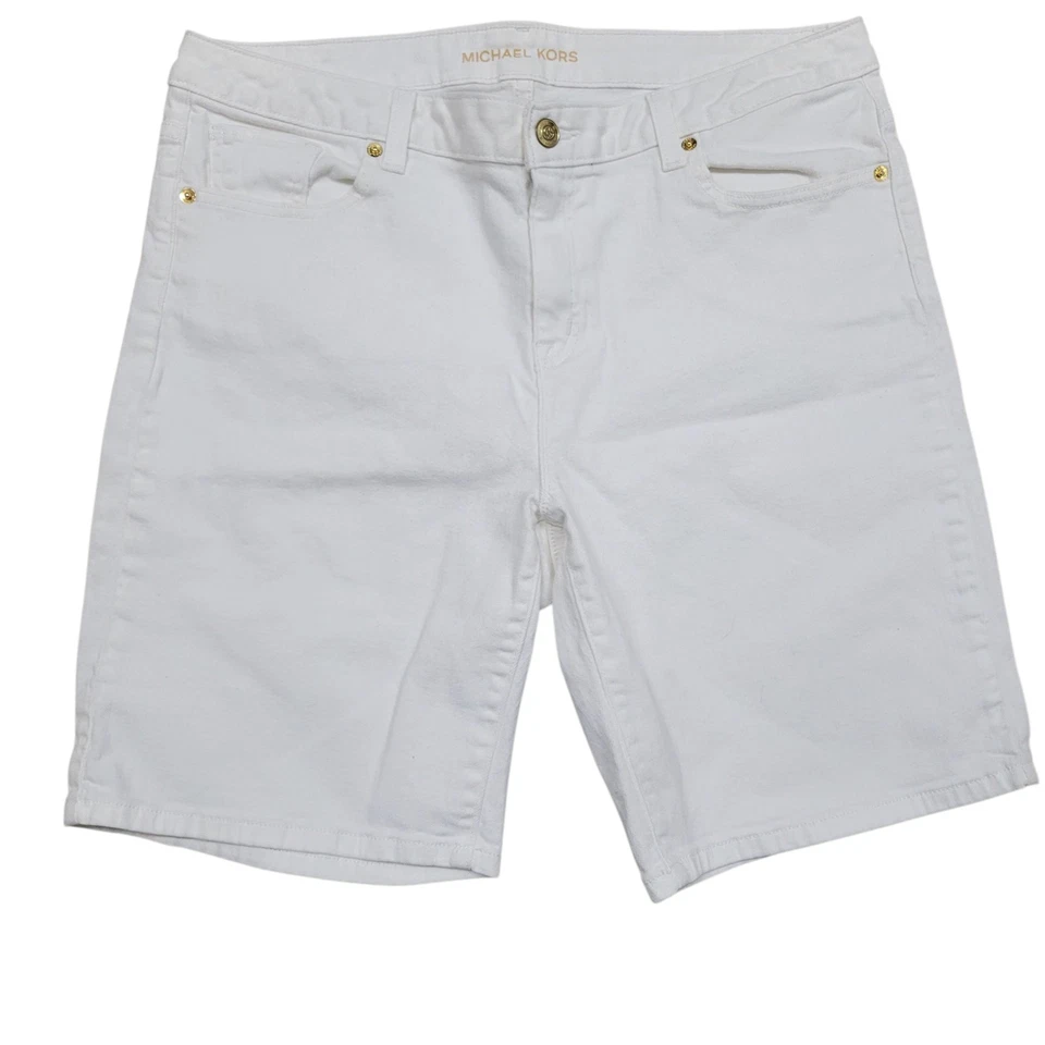 Bermuda jeans branca Michael Kors tamanho 12 cintura 36 costura interna 9 feminina  - Imagem 3 de 4