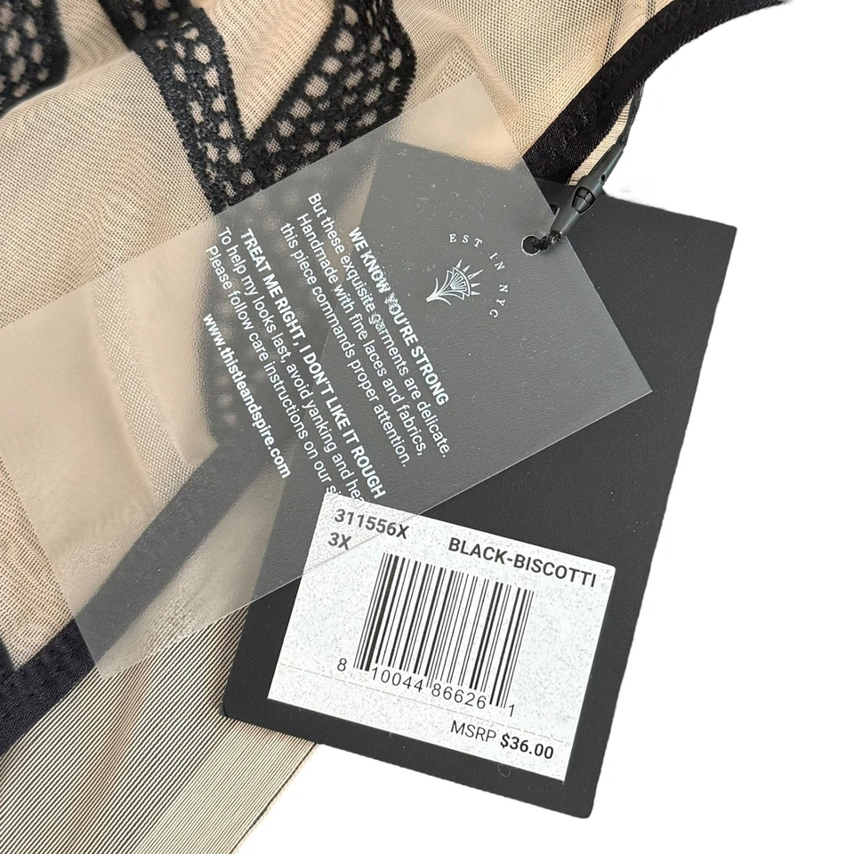 Thistle and Spire Medusa High Waisted Bikini Sheer Mesh Plus Size 3X Black NEW - Image 3 of 4