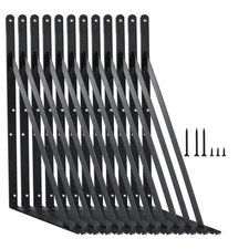 12 Pack L18 x H 12" Black Heavy Duty Shelf Brackets with Screws Metal Shelf B...