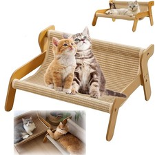 Cat Lounger Scratcher Cats Sisal Chair Bed Wooden Kitten Scratch Pad Hammock