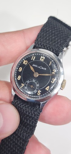 Raro orologio uomo vintage anni 40 JAEGER LeCOULTRE 463 WWII quadrante nero militare - Foto 12 di 24
