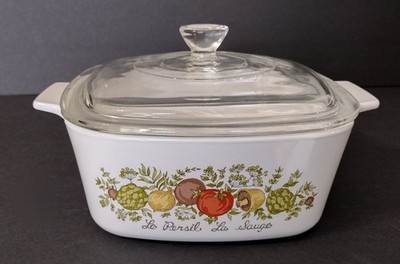 Corningware Spice Of Life Square Small Casserole Baking Dish with Lid 1.5 Quart