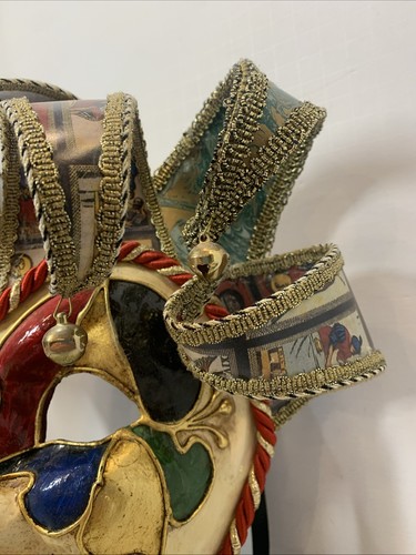BALO COLOC Italian Handmade Papier-Mâché Musical Jester Venetian Full Face Mask - Picture 12 of 24
