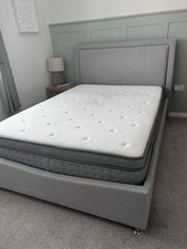 Grey Double Ottoman Bed - Grey Linen Fabric