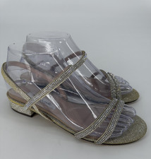 Nina New York Dress Sandals Womens Size 6.5 Gold Rhinestone Slingback Low Heel