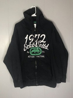 Vintage Ecko Unltd Hoodie Mens Size XLarge Zip Up Black Y2K Logo Embroidered