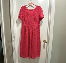 NWT Boden Pink Lace Fit & Flare Lined Romantic Minimalist Work Midi Dress 12R US
