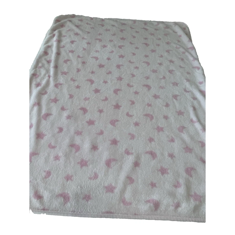 Cobertor de Pelúcia Rosa Just Born Lã Lua Estrelas 2 Dobras Segurança Lovey 30x38 - Imagem 3 de 4