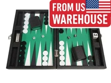 13" Premium Backgammon Set - Travel Size - Black Board, White and Black Points