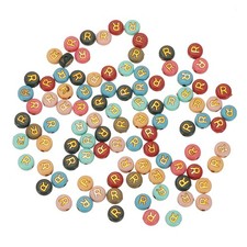 100 Pcs 4x7mm Colorful Round Acrylic Letter Beads with Golden Letter R