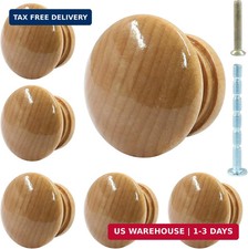 Wood Dresser Knobs, Mushroom Shape Wooden Drawer Pulls - 6 Pcs Round C