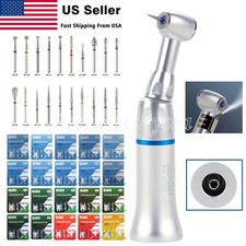 Dental Low Speed Handpiece Contra Angle / 100Pcs Diamond Burs Medium FG 1.6mm