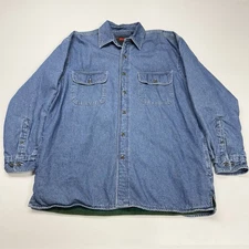 Vtg Wolverine Mens Denim Jacket L Blue Fleece Lined Button Up Workwear Outdoor