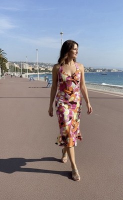 D&G By Dolce Gabbana Vintage Kleid geblümt Rückenfrei Größe 42 FR Sehr guter Zustand