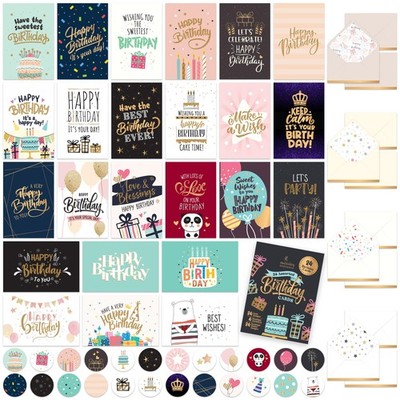 24 Pack Foiled and Glittery Assorted 6x4in Assorted Birthday Cards