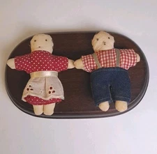 Primitive Folk Art Miniature Doll Couple Dollhouse Country Farmhouse Cottagecore
