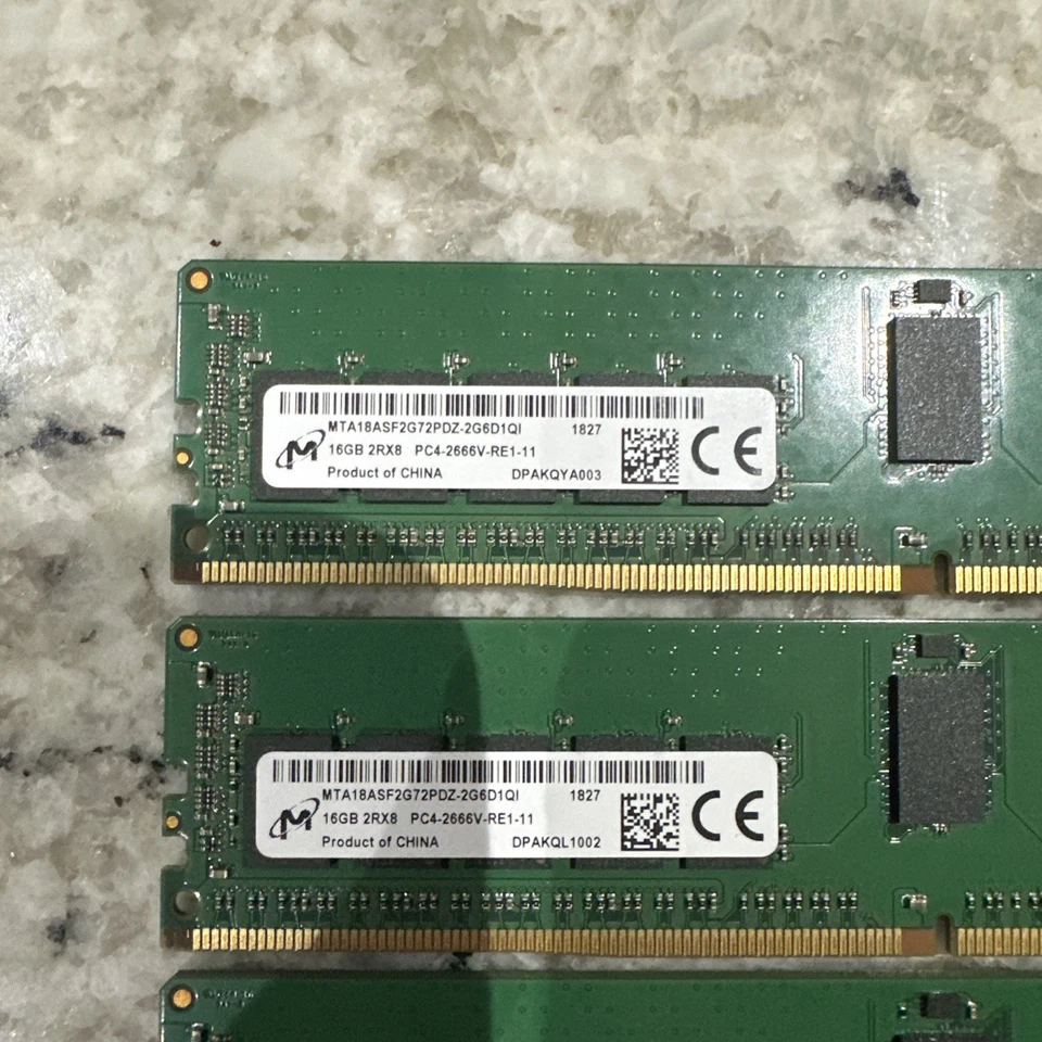 Micron 16GB 2Rx8 DDR4 PC4-2666V REG ECC RAM MTA18ASF2G72PDZ-2G6D1QI Foto 2 de 4