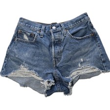 Levi s 501 Button Fly Distressed Cutoff Shorts Womens Size 26 EUC