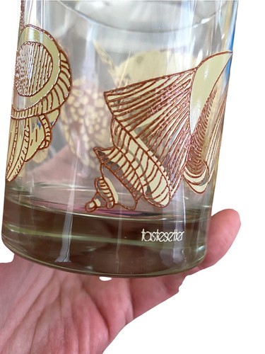 Vtg MCM retro 70s Seashell Glasses Low Ball Old Fashioned 5 pc summer drink ware
